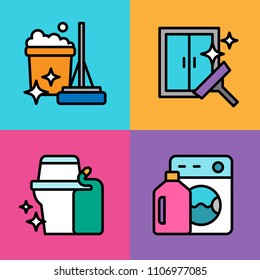 Set of cleaning icons. Vector illustration