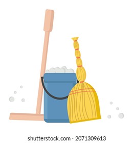 A set of cleaning items used in the clipart