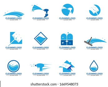 Set of Cleaning And Maintenance Logo Template. cleaning apartments and offices.