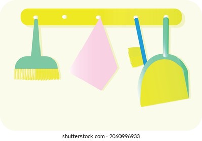 set of cleaning products cleaning products and brushes