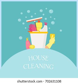 A set of cleaning products for cleaning the house