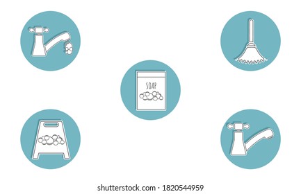 Set of cleaning products icons - Vector illustration