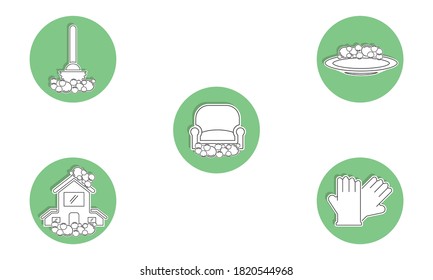 Conjunto de iconos de productos de limpieza - Ilustración vectorial