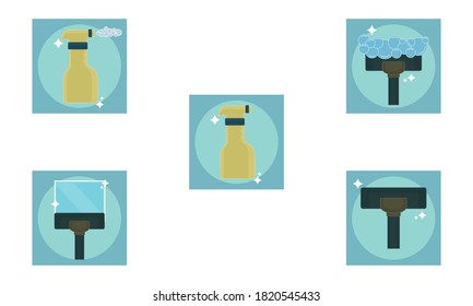 Set of cleaning products icons - Vector illustration