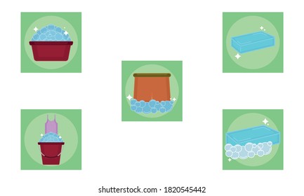 Set of cleaning products icons - Vector illustration