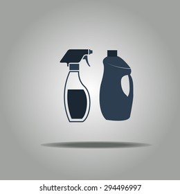 A Set Of Cleaning Products.Window Cleaner Vector Icon.Plastic Detergent Bottle