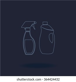 a set of cleaning products.Window cleaner vector icon.Plastic detergent bottle