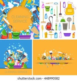 set of cleaning service backgrounds. vector