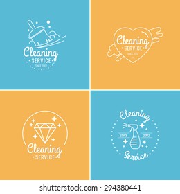 Set. Cleaning service. Label collection. Logo and design elements.