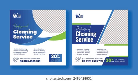 set of Cleaning service social media ads banner, home service, business promotion marketing post, website banner , square flyer, social media kits template design