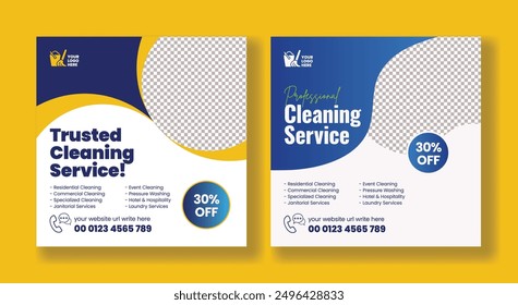 set of Cleaning service social media ads banner, home service, business promotion marketing post, website banner , square flyer, social media kits template design