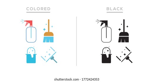 Set of cleaning service vector icon logo design