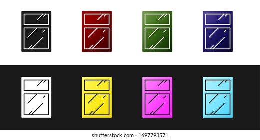 Set Cleaning service for windows icon isolated on black and white background. Squeegee, scraper, wiper. Vector Illustration