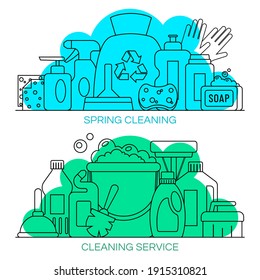 Set of cleaning services icons. Vector illustration