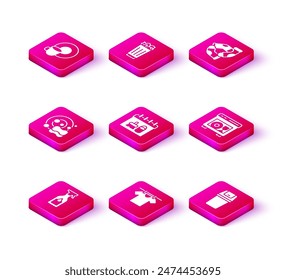 Set Cleaning spray bottle, Drying clothes, Washing dishes, calendar, Trash can, Dishwasher machine, Socks and Full trash icon. Vector