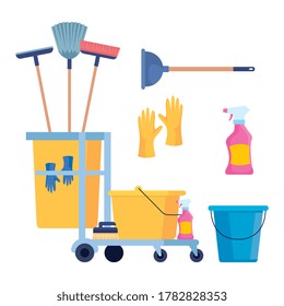 Set von Reinigungsmitteln Symbole Vektorgrafik Design