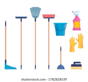 Set von Reinigungsmitteln Symbole Vektorgrafik Design