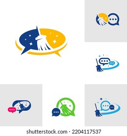 Set-Set für die Reinigung Talk-Logo-Vorlage, Design des Clean Service-Logos