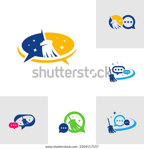 Set Cleaning Talk Logo Template Clean Stock Vector (Royalty Free ...