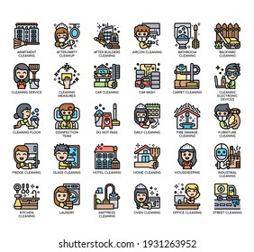 Set of cleaning thin line and pixel perfect icons for any web and app project. 