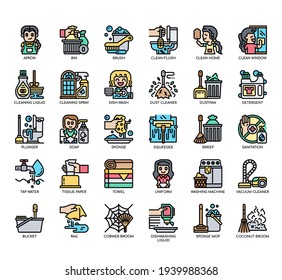 Set of Cleaning thin line and pixel perfect icons for any web and app project. 