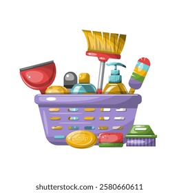 Set of cleaning tools. Hand drawn illustration isolated on white background