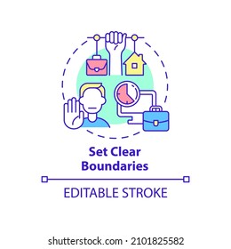 Set clear boundaries concept icon. Separation of life and work. Mental health abstract idea thin line illustration. Isolated outline drawing. Editable stroke. Roboto-Medium, Myriad Pro-Bold fonts used