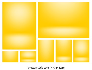 Set of clear empty studio light vector light lemon yellow backgrounds for product presentation, a4 format