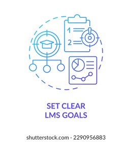 Legen Sie das Symbol für blaues Farbverlauf-Konzept frei. Einführung eines Schullernmanagementsystems Abstrakte Idee, dünne Illustration. Einzeln Umrisszeichnung. Myriad Pro-Fett-Schriftart verwendet