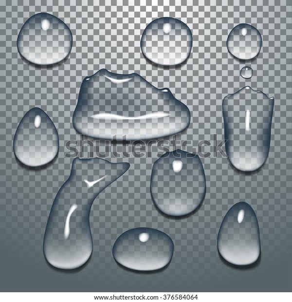 透明な水滴 リアルで純粋な コントラスト 油っぽい 分離型ベクターイラストのセット のベクター画像素材 ロイヤリティフリー