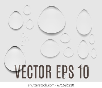 Set Clear water splash. Realistic Vector illustration eps 10. Transparent penetrating water drop isolated.
