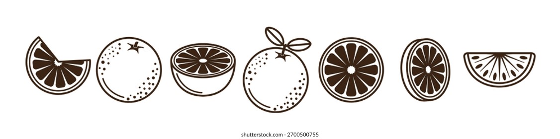 conjunto de ícones de frutas clementina 