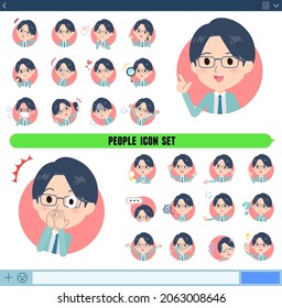 Ein Satz von Clerk Mann mit verschiedenen Emotionen In Symbol-Format. Es ist Vektorkunst so einfach zu bearbeiten.