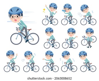 A set of Clerk man on a road bike.It's vector art so easy to edit.