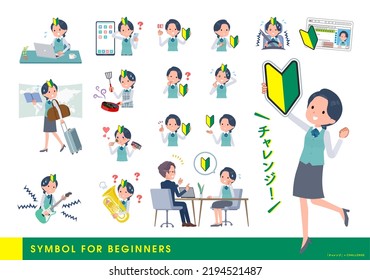 A set of Clerk woman about the beginner mark.It's vector art so easy to edit.