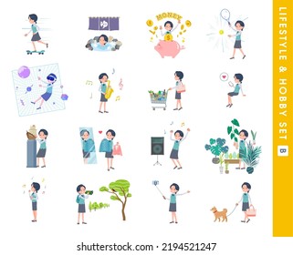 A set of Clerk woman about hobbies and lifestyle.type B.It's vector art so easy to edit.