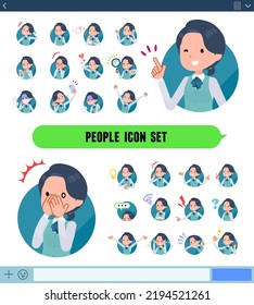 A set of Clerk woman with expresses various emotions In icon format.It's vector art so easy to edit.