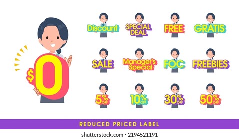 A set of Clerk woman with a great deal POP in English.It's vector art so easy to edit.