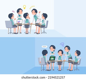A set of Clerk woman having an intracerebral meeting.It's vector art so easy to edit.
