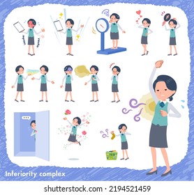 A set of Clerk woman on inferiority complex.It's vector art so easy to edit.