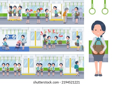 A set of Clerk woman on the train.It's vector art so easy to edit.