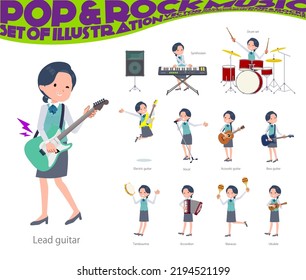 A set of Clerk woman playing rock 'n' roll and pop music.It's vector art so easy to edit.