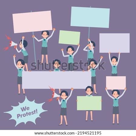 A set of Clerk woman protesting.It's vector art so easy to edit.