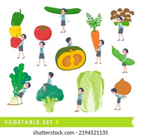A set of Clerk woman and vegetables.type B.It's vector art so easy to edit.
