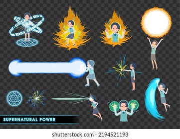 A Set Of Clerk Woman Who Demonstrate Supernatural Powers.It's Vector Art So Easy To Edit.