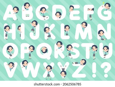 A set of Clerk women designed with alphabet.It's vector art so easy to edit.