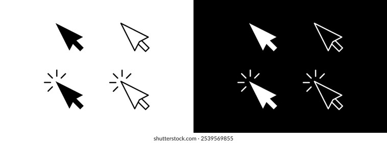 A set of click arrow icons. Arrow cursor to select information or an object.