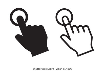 Set of Click hand outline and fill icon. Linear style sign for mobile and web design concept.