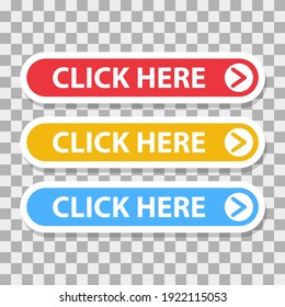 Set Click Here Button icons. Flat Design. Vector Illustration