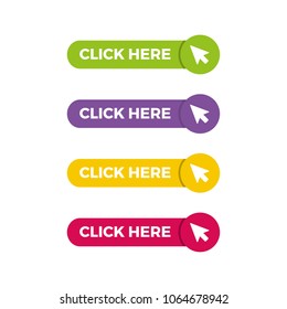 Set of click here buttons with arrow icon
